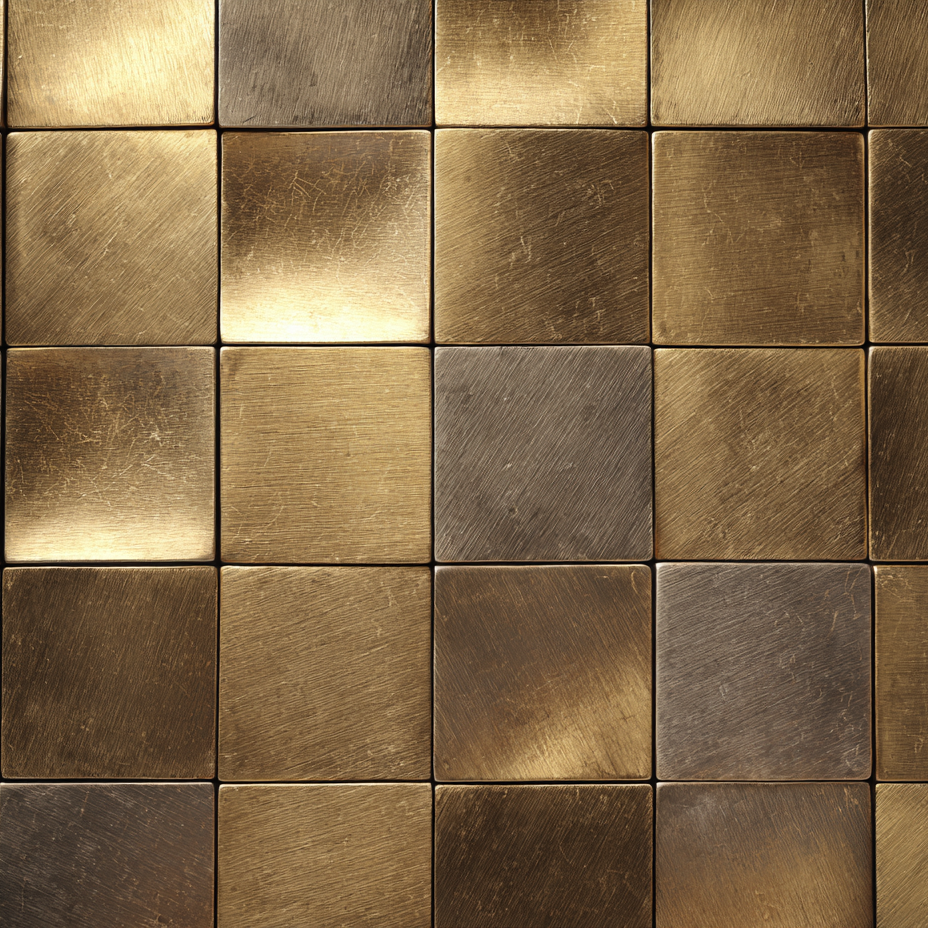 brushed aged brass patina circled